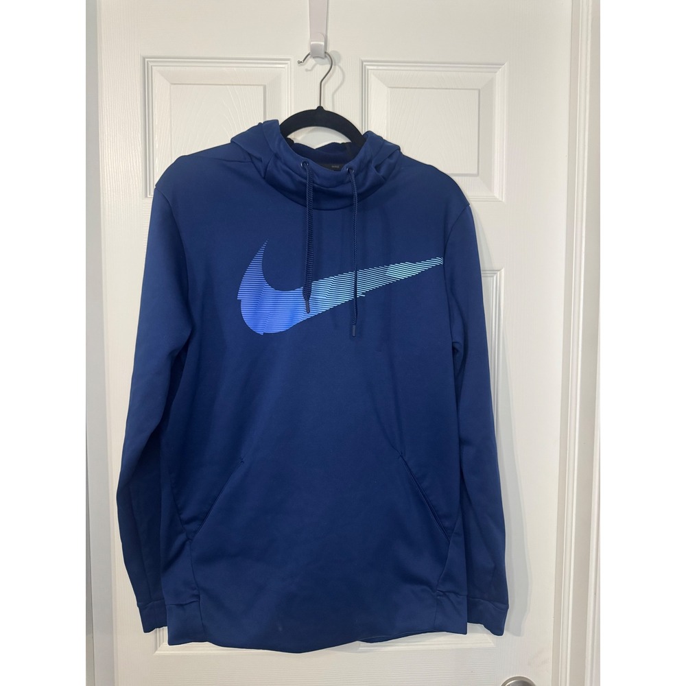 Nike Dri-FIT Mens Navy Blue Gradient Swoosh Hoodie Pullover Fleece M